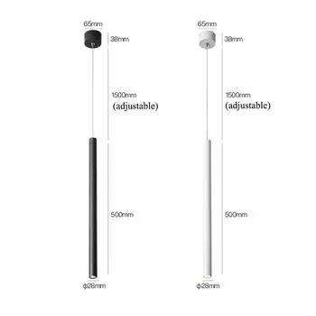 Современный светодиодный подвесной светильник с длинной трубкой, подвесной светильник в виде цилиндрической трубы для гостиной, кухонного светильника, декоративного светильника Cold White чёрный