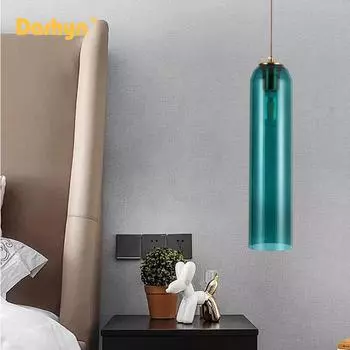 Современный светодиодный подвесной светильник, витражное стекло, подвесная лампа для комнаты, прикроватной тумбочки, спальни, столовой, гостиной, светильника для освещения Lustre Warm white