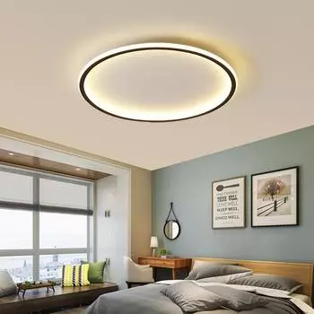 Современный светодиодный потолочный светильник 20/30/50/80 см с регулируемой яркостью, круглый светильник для спальни, гостиной, квартиры, кабинета, внутреннего декора, светильника Tricolor light-No RC
