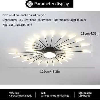 Современный светодиодный потолочный светильник, 28 лампочек, черный, врезной потолочный светильник, люстра с акриловым абажуром, для детской комнаты, спальни, гостиной 28+1heads