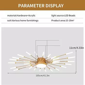 Современный светодиодный потолочный светильник, 28 лампочек, потолочный светильник с золотым абажуром, люстра с акриловым абажуром, для детской комнаты, спальни, гостиной 28+1head