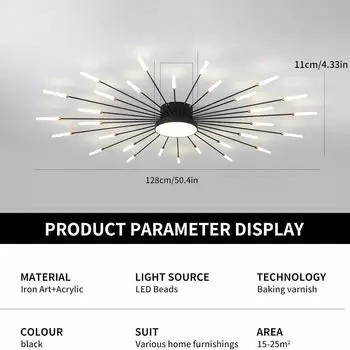 Современный светодиодный потолочный светильник, 30 лампочек, черный, врезной потолочный светильник, люстра с акриловым абажуром, для детской комнаты, спальни, гостиной 30+1heads