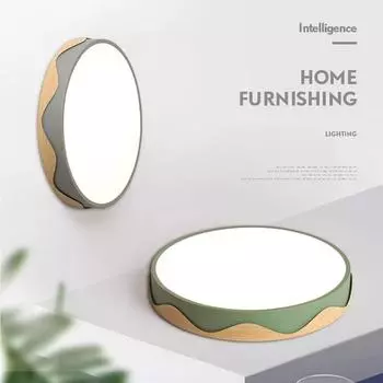 Современный светодиодный потолочный светильник для гостиной, спальни, прохода, балкона, круглая люстра с рисунком под дерево, домашнее декоративное освещение Warm White-No RC