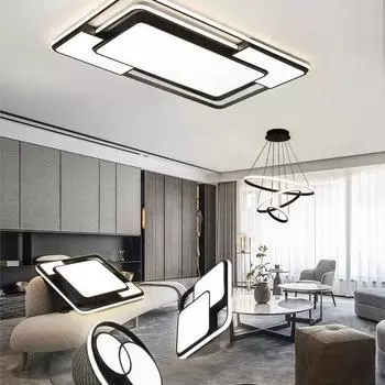 Современный светодиодный потолочный светильник, индивидуальный, черный и белый, для гостиной, украшения интерьера, лампы, простая спальня, столовая, кабинет, люстра 3-color light
