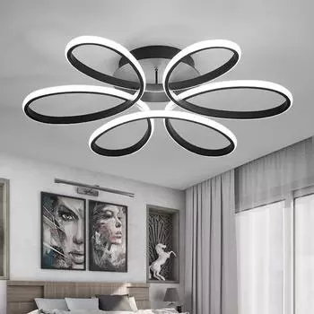 Современный светодиодный потолочный светильник из алюминия 30/60 см, черный/белый цветочный светильник для спальни, гостиной, кабинета, отеля, домашнего освещения, светильников Cool White