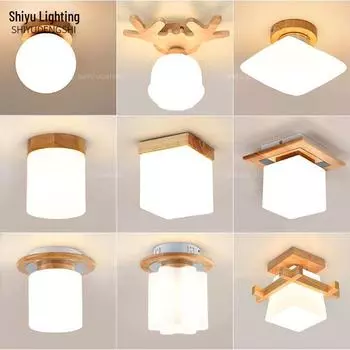 Современный светодиодный потолочный светильник из цельного дерева для спальни или гостиной Without light source