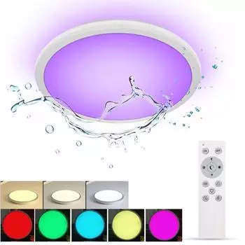 Современный светодиодный потолочный светильник, потолочный светильник для ванной комнаты, IP54, водонепроницаемый потолочный светильник, домашний потолочный светильник с дистанционным управлением, модуляция цвета Rgb