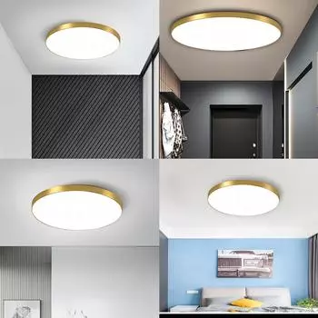 Современный светодиодный потолочный светильник, простой золотой круглый светильник для спальни, коридора, гаража, гардеробной, прохода, балкона, кабинета, светильники золотой