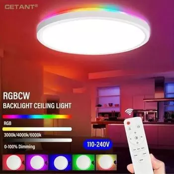 Современный светодиодный потолочный светильник RGB с дистанционным управлением для спальни, гостиной, граффити, красочный, затемняющий, домашний светильник для внутреннего освещения Remote control