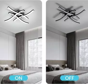 Современный светодиодный потолочный светильник с длинными волнами, панельный светильник с 3 цветами, затемняющий потолочный светильник для дома, балкона, спальни, столовой, блеск 3colors No Remote серебряный