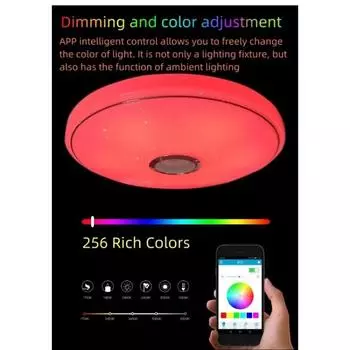 Современный светодиодный потолочный светильник с интеллектуальным приложением RGB Bluetooth Music Light Remote Control Dimming Спальня Интерьер Украшения 85-265 В