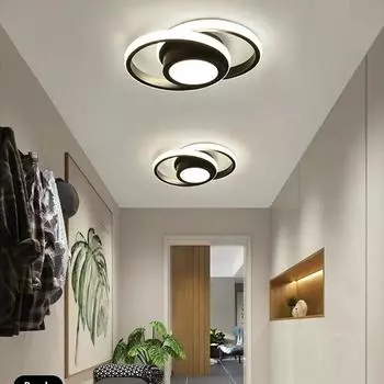 Современный светодиодный потолочный светильник, светодиодный потолочный светильник для гостиной, прохода, прихожей, коридора, балкона, фойе, домашнего внутреннего декора Cool White чёрный