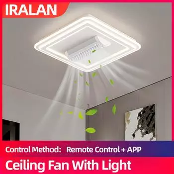 Современный светодиодный потолочный вентилятор для столовой, спальни, кабинета, скандинавский квадратный потолочный вентилятор, домашний вентилятор, светильник для гостиной 220V белый