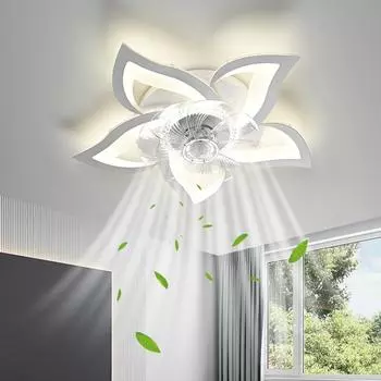 Современный светодиодный потолочный вентилятор с подсветкой, двигатель постоянного тока, 6 скоростей, таймер, вентиляторы с низким полом, пульт дистанционного управления, Lux&vitae, потолочный светильник для спальни белый