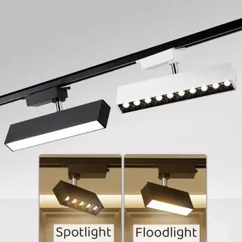 Современный светодиодный складной трековый светильник 10/20/30 Вт, длинная полоса, алюминиевый COB, потолочный прожектор, линейный домашний точечный светильник 220 В Warm White 3000K