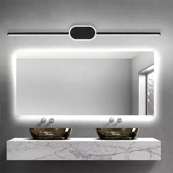 Современный светодиодный светильник для зеркала 40/60/80 см, настенный светильник для ванной комнаты, туалетный столик для спальни, овальный черный белый настенный светильник Tricolor light