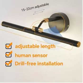 Современный светодиодный светильник для зеркала в ванной, выдвижной, минималистский, для макияжа, для спальни, гостиной, настенный светильник, бра для внутреннего использования Warm White