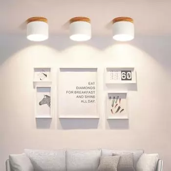 Современный светодиодный светильник Downlight Nordic Wood Потолочный светильник Светодиодный накладной потолочный светильник Точечный светильник для украшения интерьера Светильник синий