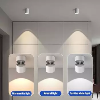 Современный светодиодный светильник с регулируемым углом наклона, точечный светильник, монтируемый на поверхность, сверхъяркий, без мерцания, без отверстий A