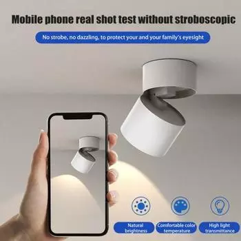 Современный светодиодный светильник с регулируемым углом наклона, точечный светильник, монтируемый на поверхность, сверхъяркий, безмерцающий, цилиндрический светильник без отверстий C