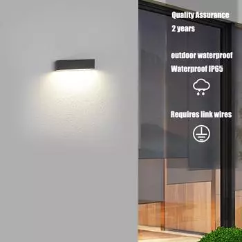 Современный светодиодный уличный настенный светильник Галерея Светильник Водонепроницаемый IP65 Верхний и нижний свет Алюминиевый домашний светильник Проходной коридорный настенный светильник Warm White