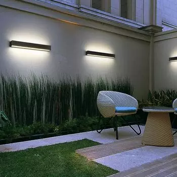 Современный светодиодный уличный настенный светильник Галерея Светильник Водонепроницаемый IP65 Верхний и нижний свет Алюминиевый домашний светильник Проходной коридорный настенный светильник Warm White