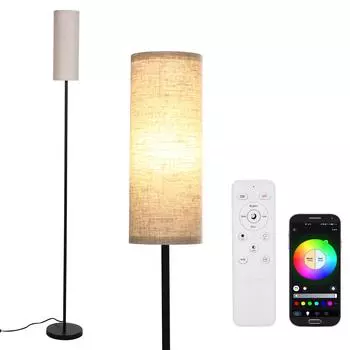 Современный торшер, стоячий высокий светильник со светодиодами RGB + CCT, лампой, приложением для подключения телефона BT UK Plug бежевый