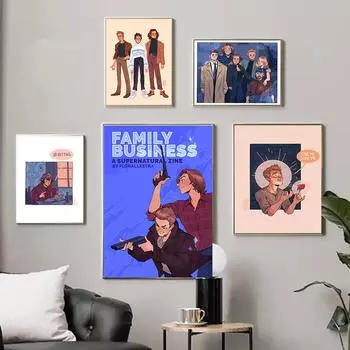 Современный ТВ-сериал «Сверхъестественное», постеры с героями мультфильмов, принт для гостиной, холст, живопись, украшение для дома, стены, изображение 21x30cm No Framed белый