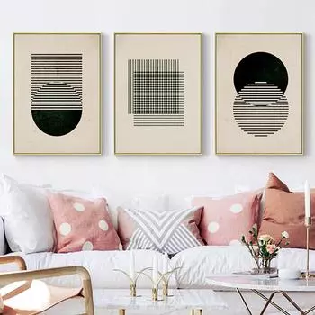 Современный винтажный черный постер с принтом, абстрактные геометрические настенные художественные картины на холсте, скандинавский стиль, домашний декор для гостиной 21cm30cm NoFrame