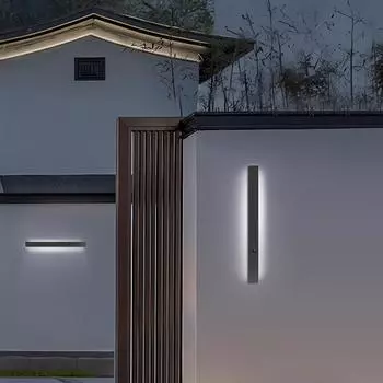 Современный водонепроницаемый уличный светодиодный настенный светильник с длинной полосой IP65 с датчиком движения, светодиодный светильник для виллы, крыльца, сада, балкона, линейный светильник 85-265 В Warm light