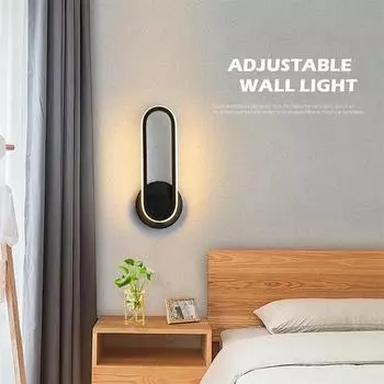 Современный вращающийся светодиодный настенный светильник для прохода, лестницы, спальни, прикроватной тумбочки, гостиной, столовой, балкона, внутреннее освещение, настенные светильники, бра Cool White чёрный