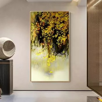 Современный золотой абрикосовый лист настенное искусство печать плакатов минималистичный гостиная спальня растение холст картины украшение дома живопись 20cm40cm NoFrame