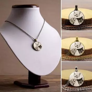 Совы Стеклянный Кабошон Винтаж Кулон Длинная Цепочка Ожерелье Женщины Ювелирные Изделия Подарочный Декор