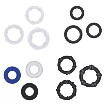 Soxeeh Penis Cock Set of Made of High Penis Stimulation for Men White Ring, Ring, 12, Silicone, Elasticity, Anti-Entrapment, (Black & & Blue)