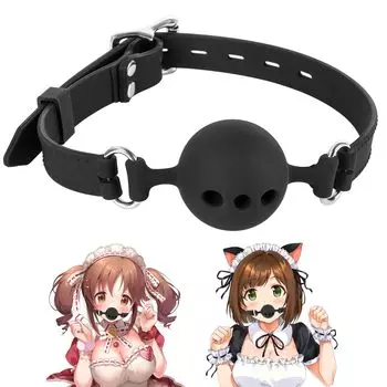 Soxeeh SM Goods SM Gag SM Set Gag Ball Restraint Device Hollow Design Opening Device SM Play Adjustable Made of Silicone (Diameter 4.5cm)
