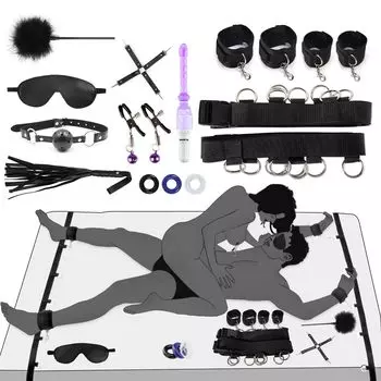 Soxeeh SM Кровать SM 14 шт. Анальный пенис SM Фиксированная нога SM Товары унисекс, Ограничения, Набор, Набор, Пробка, Кольцо, Ограничения, Ремень, IMAX, Наручники, Кандалы,