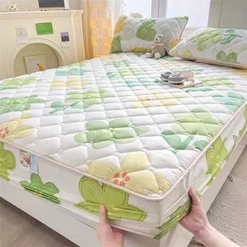 Soybean Cotton Bed Waterproof Bedspread Printed Skin Friendly Mattress Protective Cover Skin Friendly with Elasticwrap Bedding Only 2 pillowcases