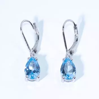 Созданные нано-небесно-голубые серьги-подвески из серебра 925 пробы с цирконием для невест небесно-голубой