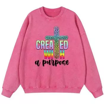 Создано с целью Женский винтажный хлопковый свитшот Хипстерский мягкий тонкий стиль Толстовки Мода Повседневные топы S