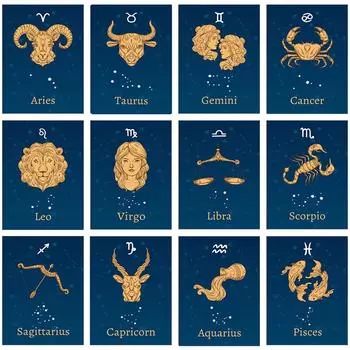 Созвездие холст картина детская скандинавская настенная живопись минималистичный геометрический принты плакатов знак астрологии детские украшения фотографии 21cm30cm NoFrame