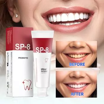 Sp8 Super Whitening, зубная паста Sp8, суперотбеливающие зубы, пробиотическая отбеливающая зубная паста, зубная паста для глубокой очистки, свежее дыхание