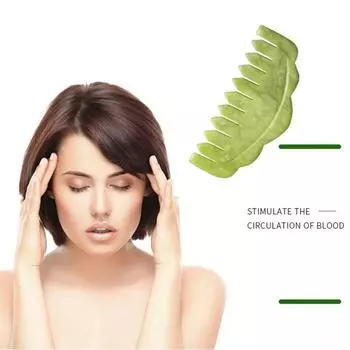 Спа-нефритовая массажная расческа, массажер для головы Гуа Ша, натуральный зеленый нефритовый гребень, массажер для ухода за головой 1