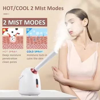 СПА-пароварка для лица Nano Mist Sprayer Горячий/холодный паровой аппарат для лица для очищения пор кожи, против старения, против морщин, увлажнитель для лица