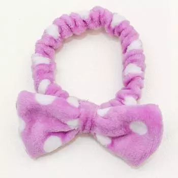 Спа Повязка на Голову с Бантом Повязка для Волос для Умывания Женская Повязка для Ухода за Кожей Эластичная Повязка для Макияжа Коралловый Флис Повязка для Умывания Лица