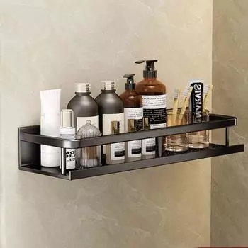Space Aluminum Shower Corner Shelves Black Toilet Rack Modern Bathroom Shelves for Kitchen 40CM