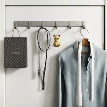 Space aluminum single row hook, no drilling, simple coat hook, door rear hook, wall horizontal hook