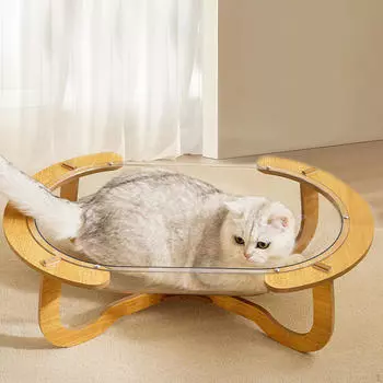 Space Capsule Cat Bed for Indoor Cats Pet Accessories Universal Wood Stand Stable Small Pets Toy