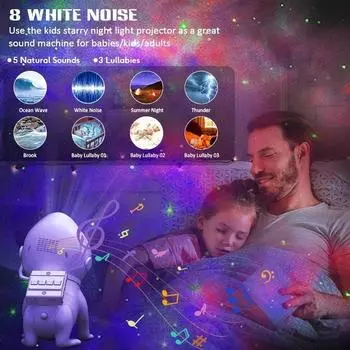Space Dog Night Light Galaxy Projection Nebula Lamp Starry Night Decoration Bedroom LED Light Bluetooth APP Control Kids Gift USB Plug