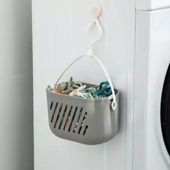 Space For Bathroom With Rope Hook Hooks Rack Hanging Basket Tub Corner Organizer Storage Baskets розовый