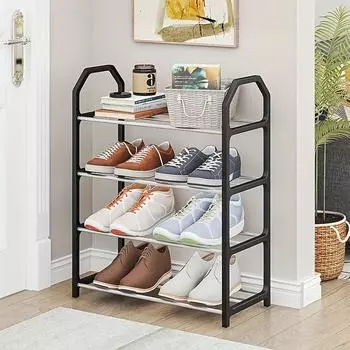 Space-Saving 4/5 Layer Metal Shoe Rack - Floor-Standing Storage Organizer for Home & Dorm, Ideal for Shoes & Utility Racks, Shoe Storage Organizer 4 Layers